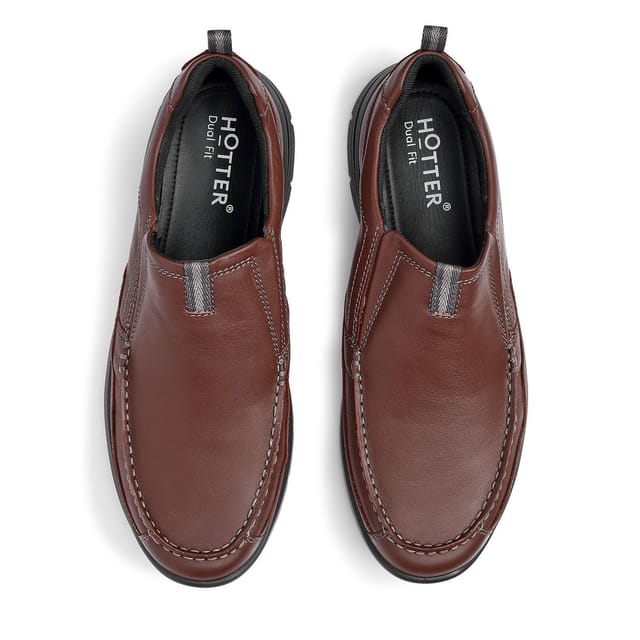Hotter Hotter Men's 'Boost' Dual Fit Slip-On Shoes in Walnut - 3