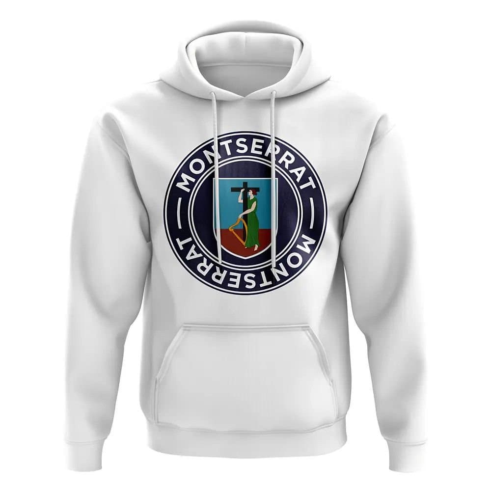 Montserrat Montserrat Men's Personalised Football Badge Hoodie in White