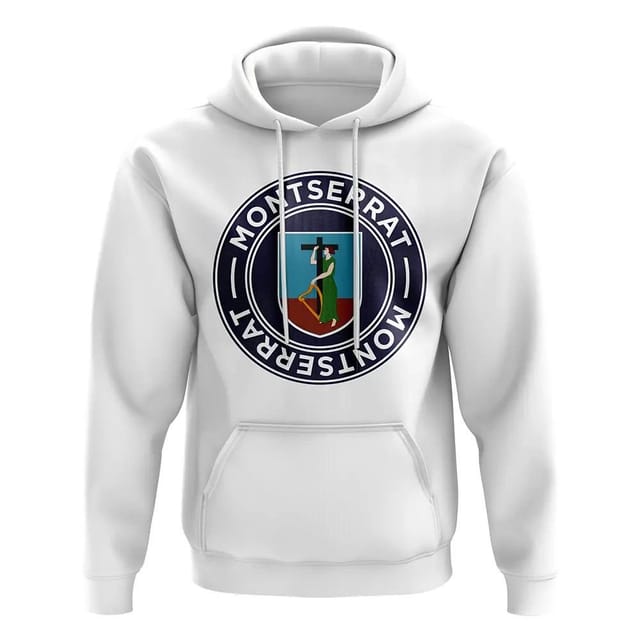 Montserrat Montserrat Men's Personalised Football Badge Hoodie in White - 2
