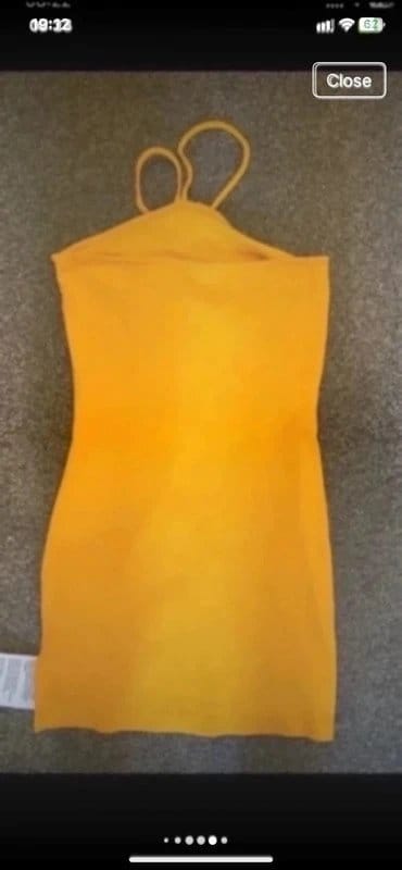ASOS Design Petite Orange Ribbed Halter Neck Bodycon Dress