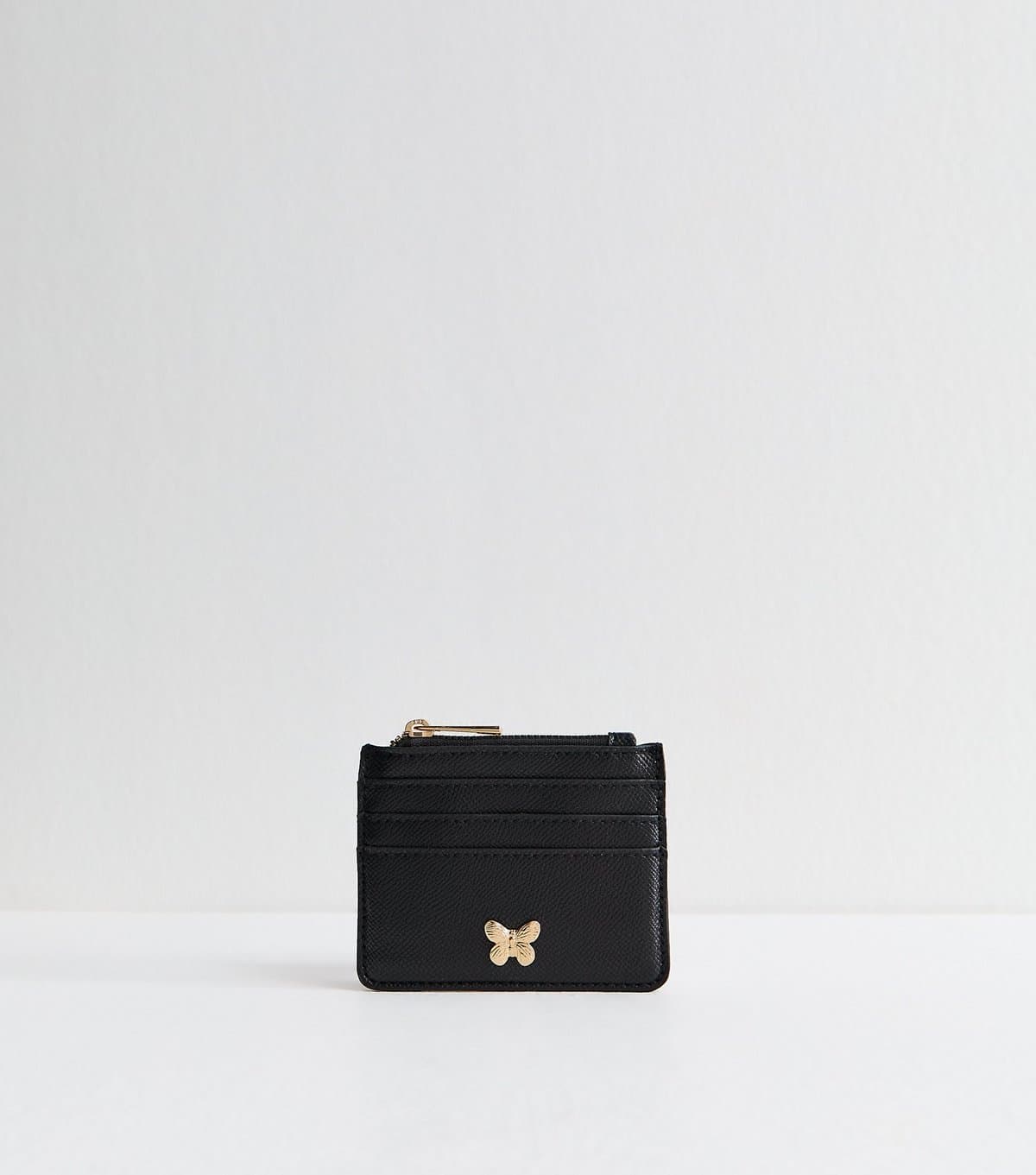 New Look Black Grained Faux Leather Butterfly Cardholder New Look