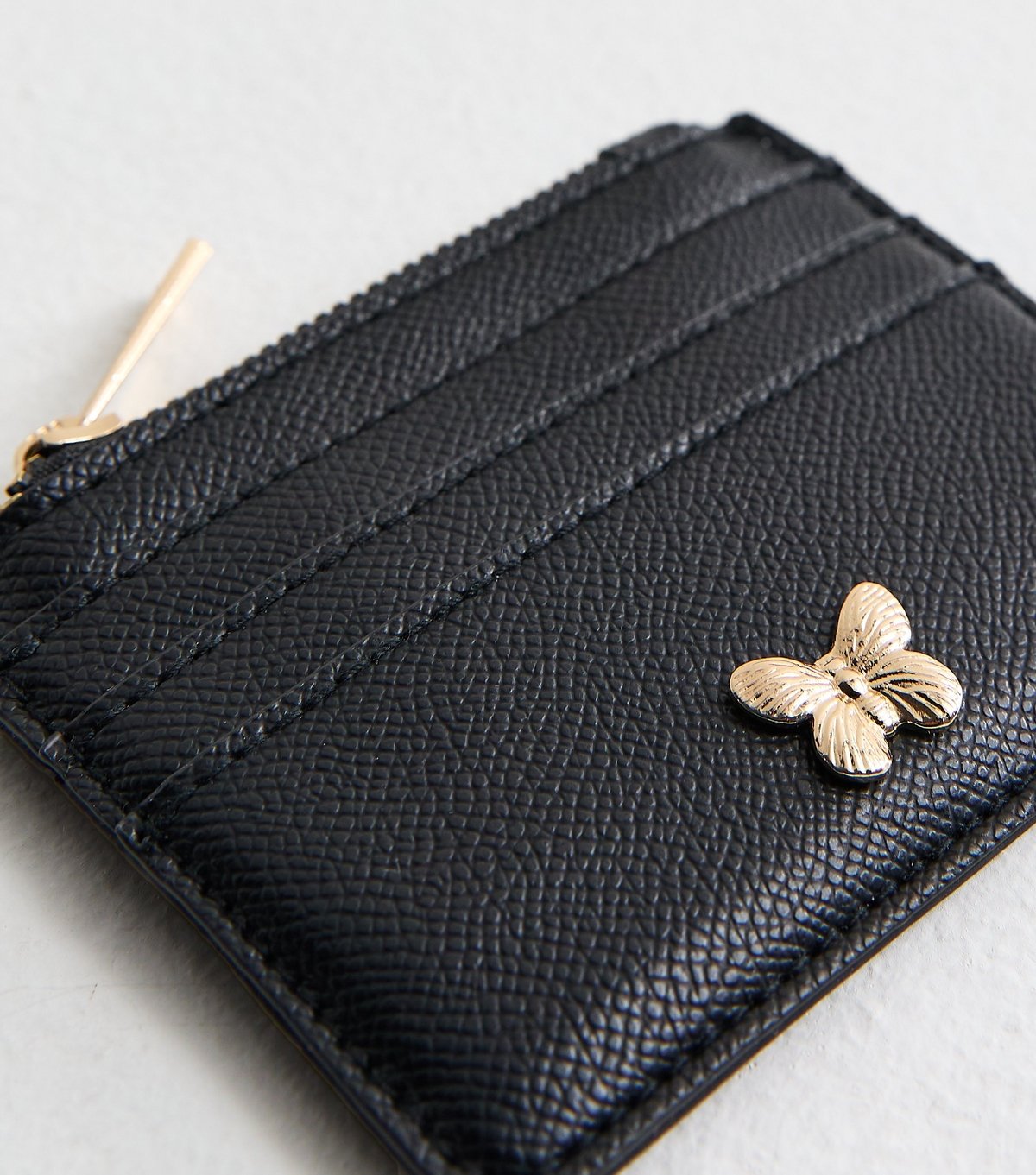 New Look Black Grained Faux Leather Butterfly Cardholder New Look - 2