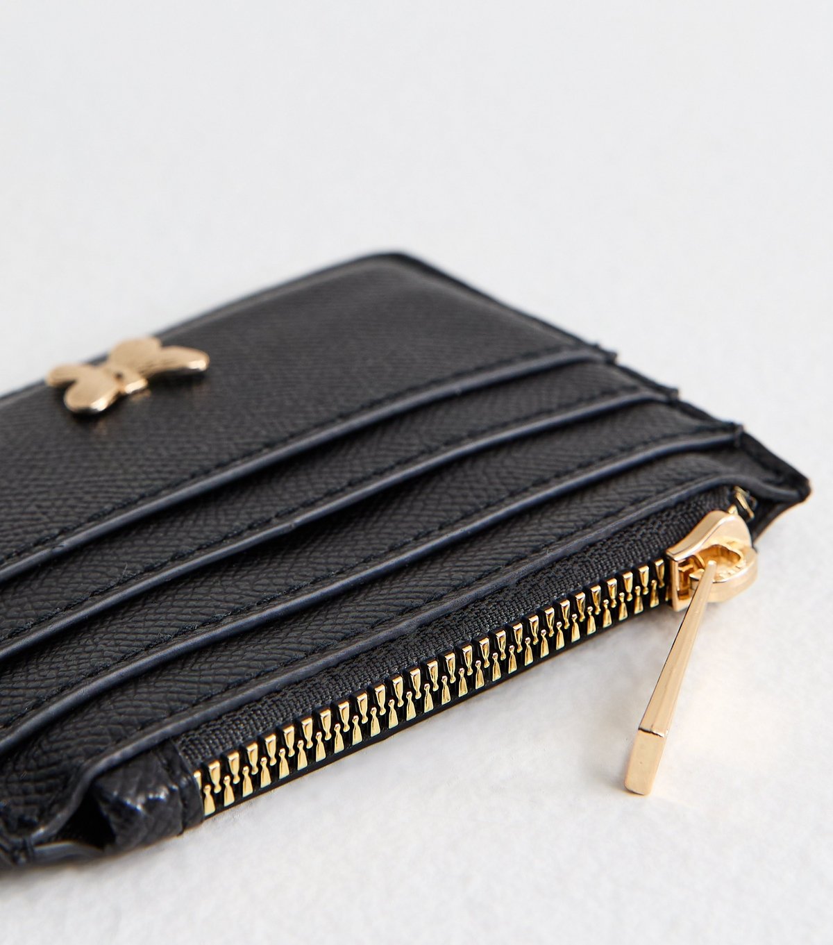 New Look Black Grained Faux Leather Butterfly Cardholder New Look - 4