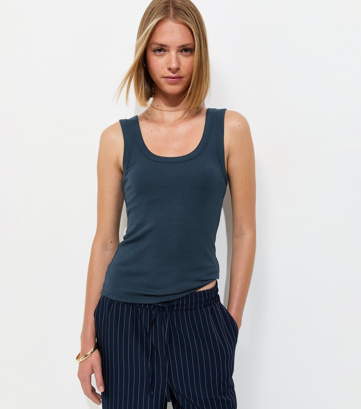 New Look New Look Navy Cotton-Rich Jersey Vest Top