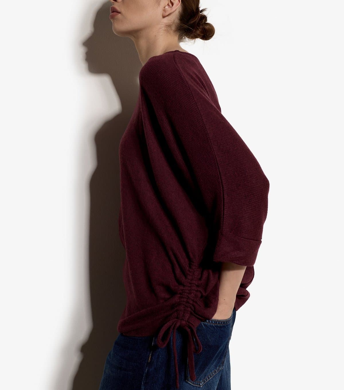 Apricot Apricot Women's Dark Burgundy Side Tie 3/4 Length Sleeve Top