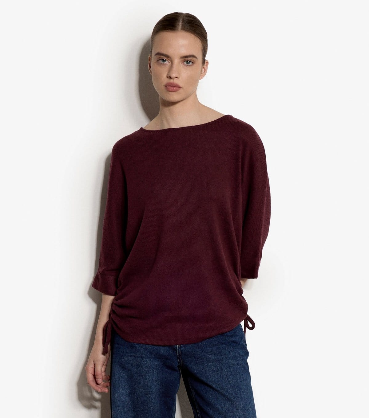 Apricot Women's Dark Burgundy Side Tie 3/4 Length Sleeve Top Apricot New Look - 4