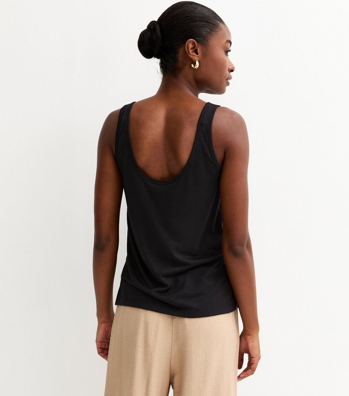 New Look Women's Black Slub Button Tank Top New Look - 4