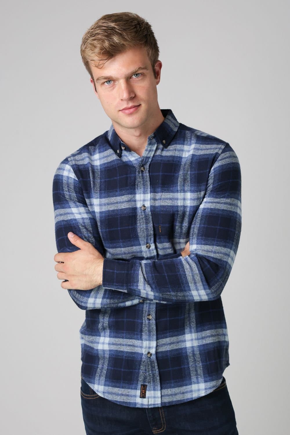 Tokyo Laundry Tokyo Laundry Men's Cotton Printed Long Sleeve Shirt in Dark Navy