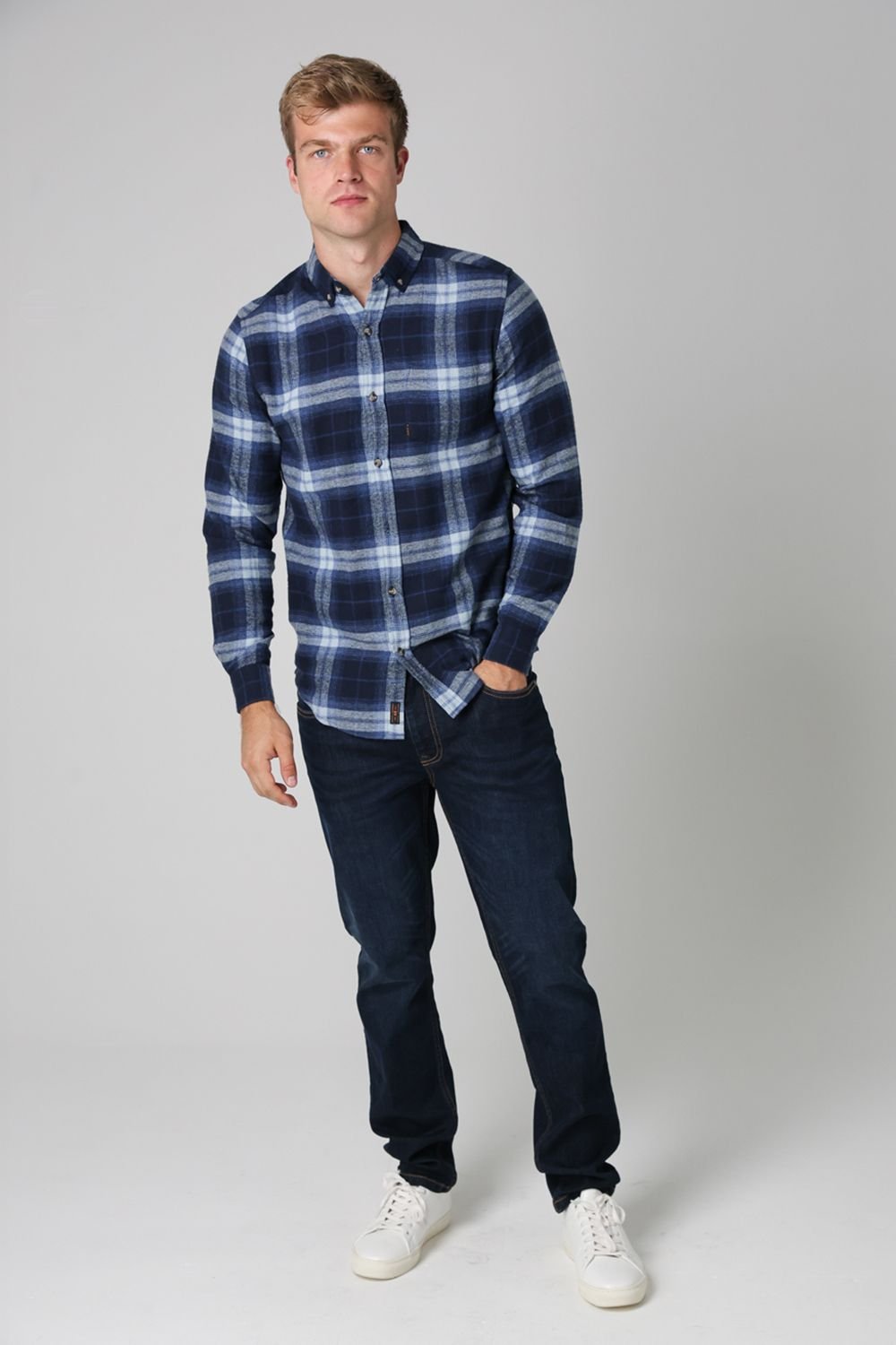 Tokyo Laundry Tokyo Laundry Men's Cotton Printed Long Sleeve Shirt in Dark Navy - 4