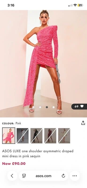 ASOS Pink Sequin Asos Luxe dress