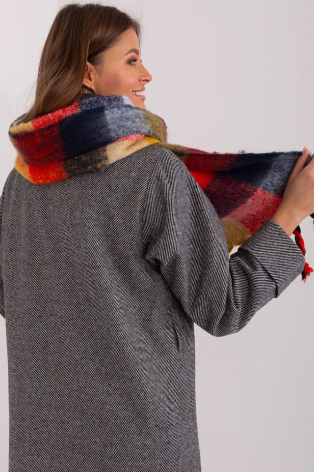 Love Lace Love Lace Women's Long Colorful Plaid Polyester Scarf with Tassels for Winter in Red - 3