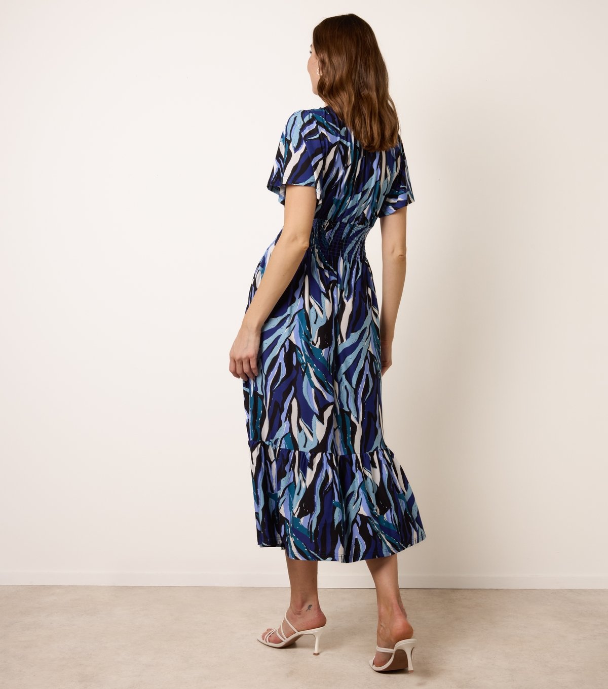 Blue Vanilla Women's Navy Abstract Print Front Ring Midi Dress Blue Vanilla New Look - 4
