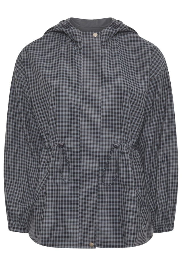 Yours Yours Women's Gingham Drawcord Jacket in Grey - 2