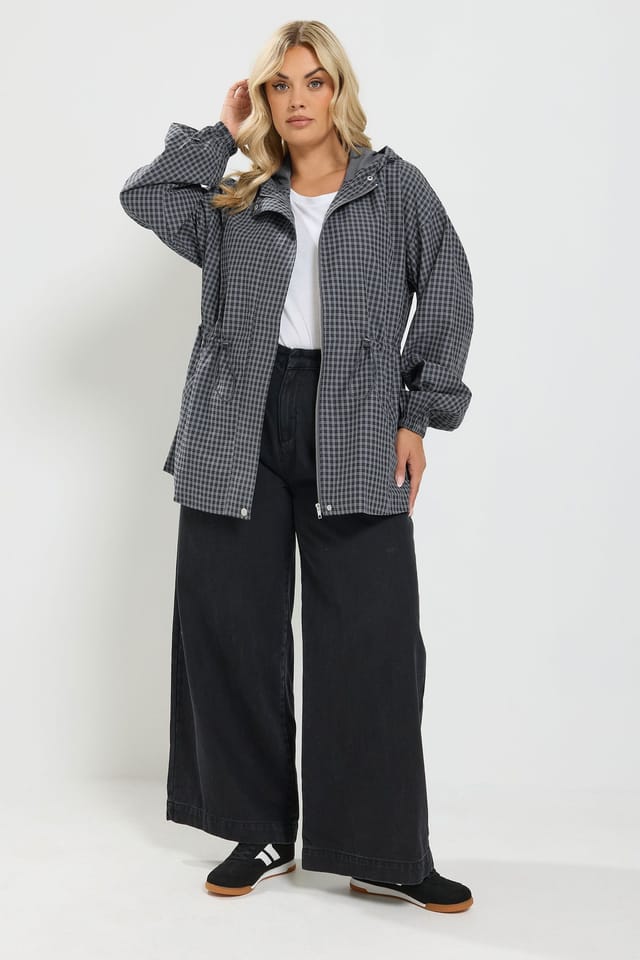 Yours Yours Women's Gingham Drawcord Jacket in Grey - 3