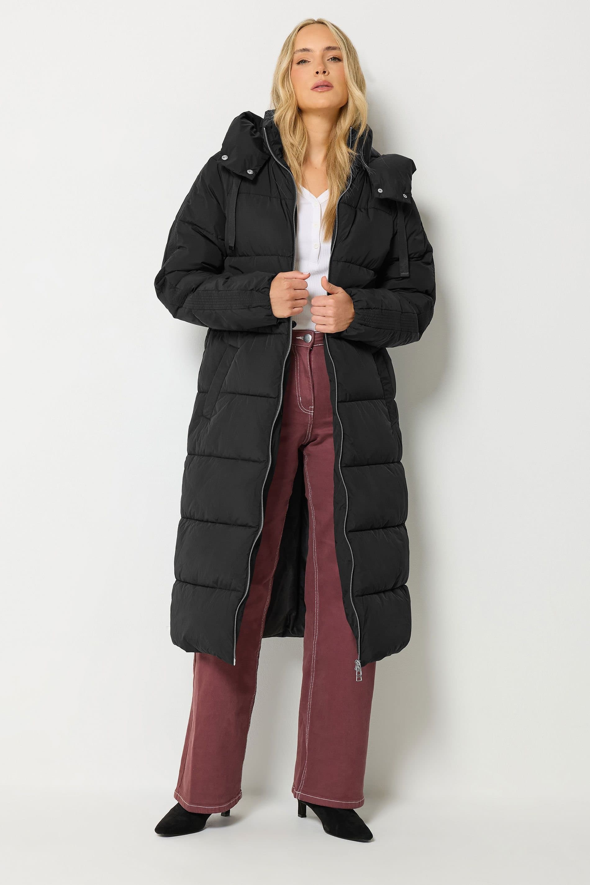 Long Tall Sally Long Tall Sally Women's Tall Padded Hooded Midi Coat in Black