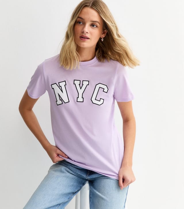 New Look Women's Lilac NYC Regular T-Shirt New Look - 2