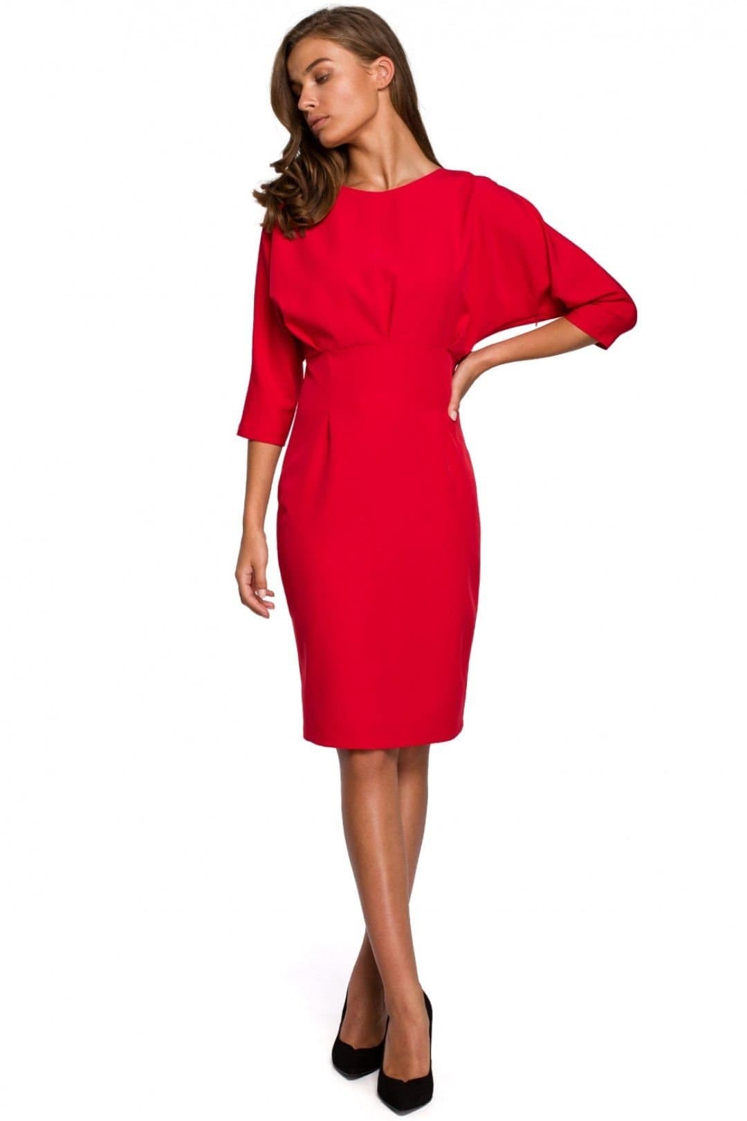 Love Lace Love Lace Women's Elegant Kimono Sleeve Pencil Dress with Darts in Red