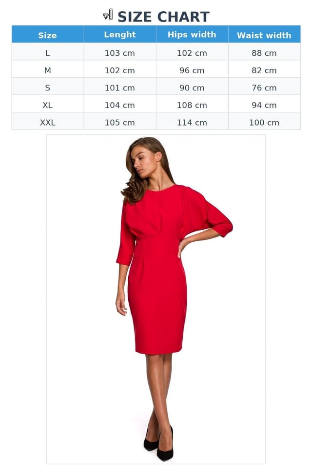 Love Lace Love Lace Women's Elegant Kimono Sleeve Pencil Dress with Darts in Red - 3