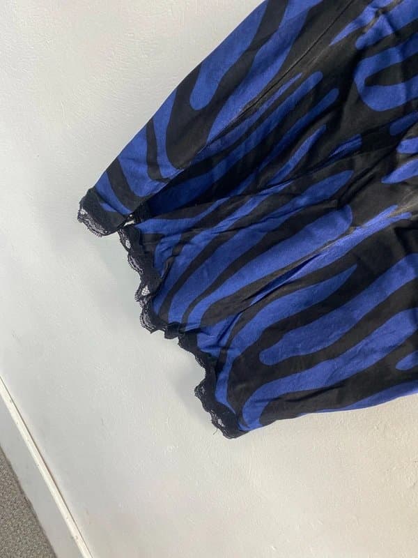 Topshop Gorgeous topshop navy black zebra satin lace trim midi skirt UK 12 HI550