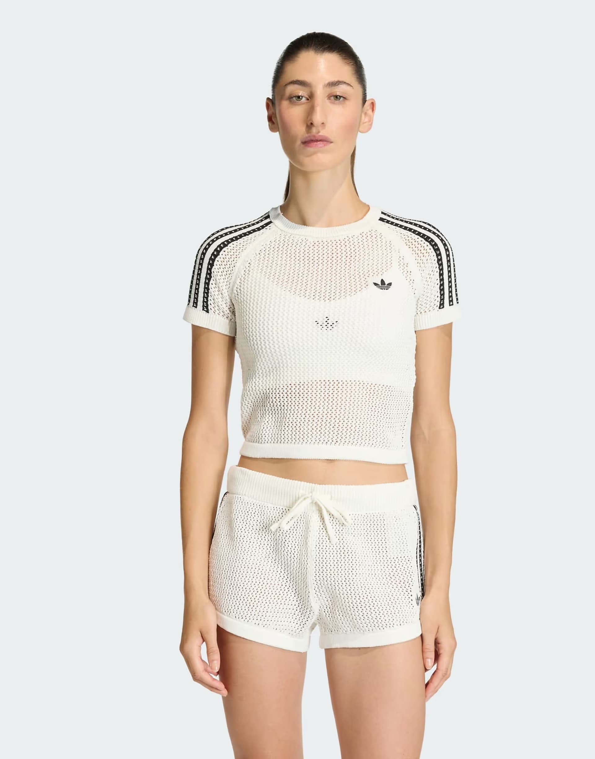 ASOS adidas Originals Knitted crochet cali tee in off white
