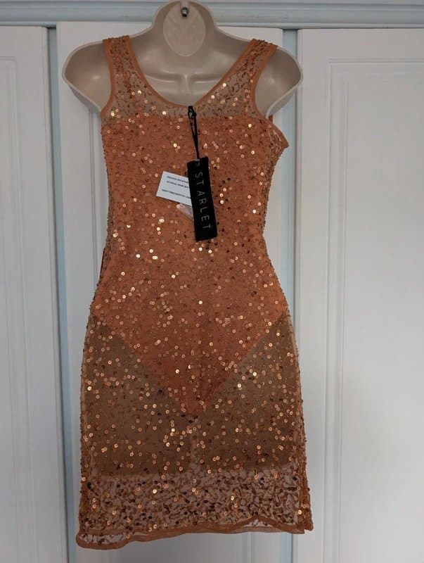 Starlet Starlet exclusive drape wrap embellished mini dress in orange size 12