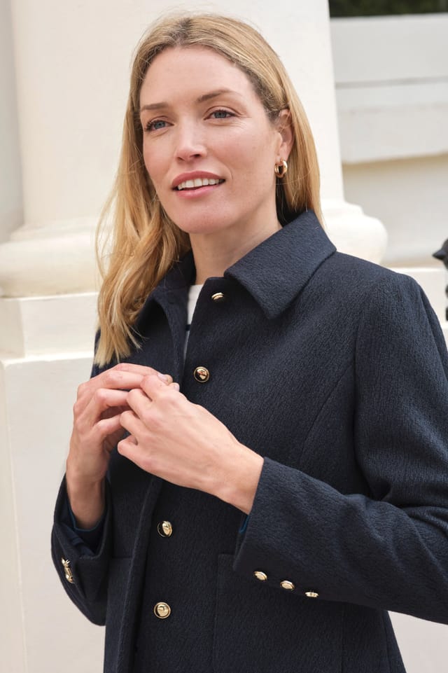 Pure Collection Pure Collection Women's Wool Blend Collar Jacket in Navy - 2
