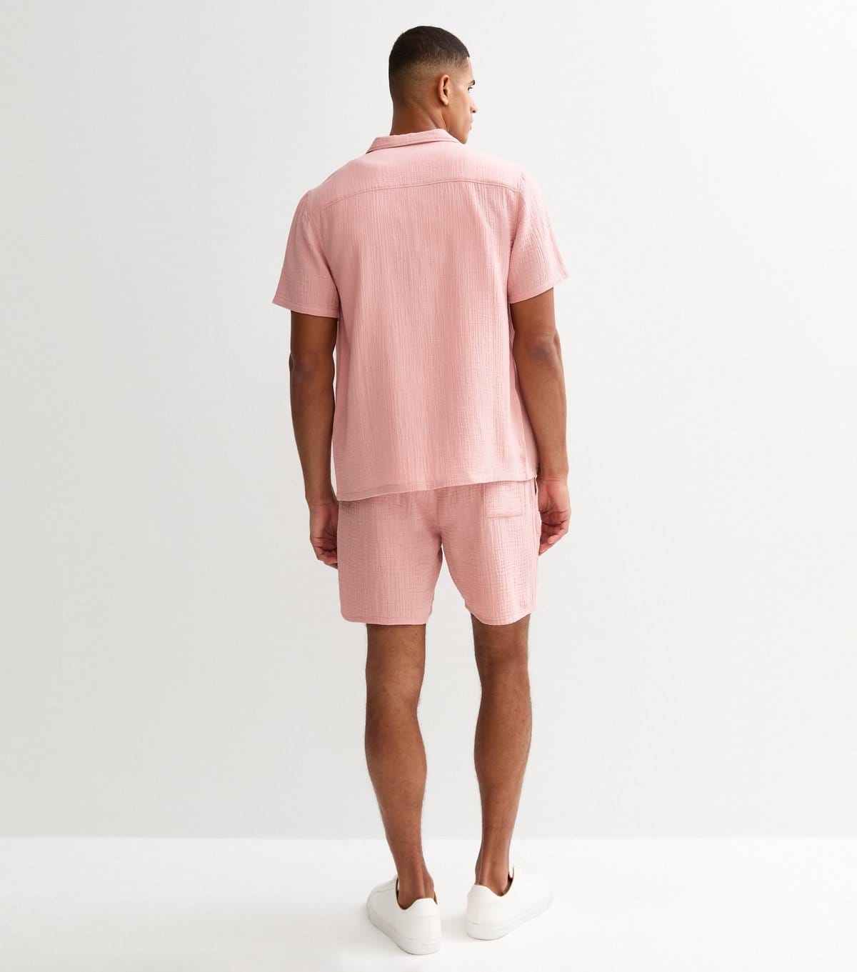 New Look Men's Pink Relaxed Textured Cotton Shorts New Look - 4