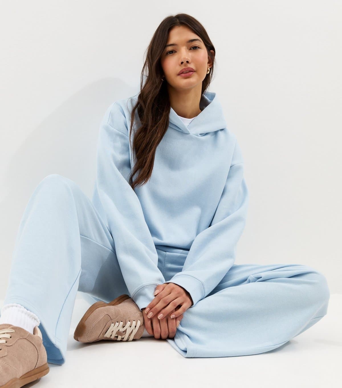 New Look Women's Light Blue Jersey Pullover Hoodie New Look