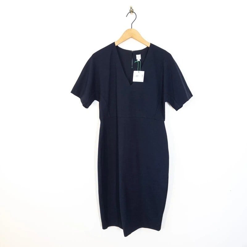 John Lewis John Lewis Taylor Ponte Dress Size 14 NEW Navy Blue Short Sleeve Pencil Bodycon - 1