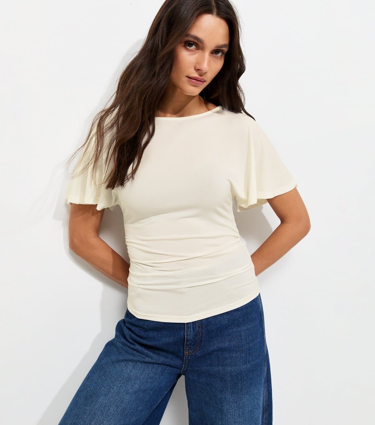 New Look Women's Cream Batwing Sleeve Corset Top New Look