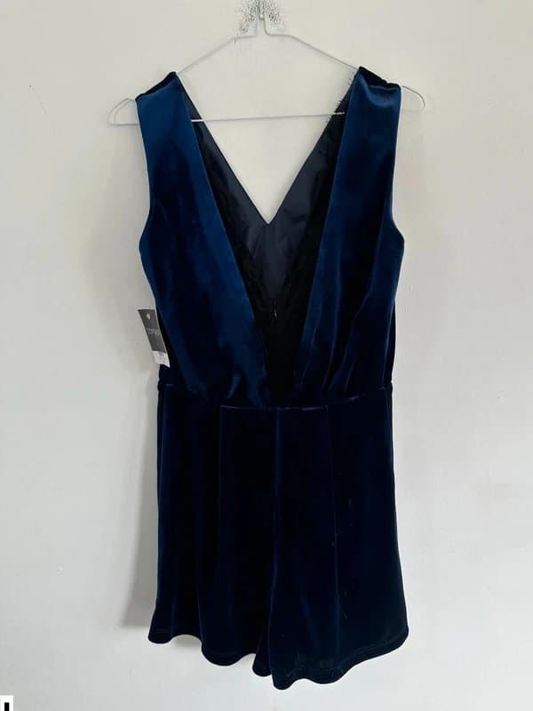 Topshop Topshop playsuit velour navy 8 new BNWT stretchy lace panel  £48