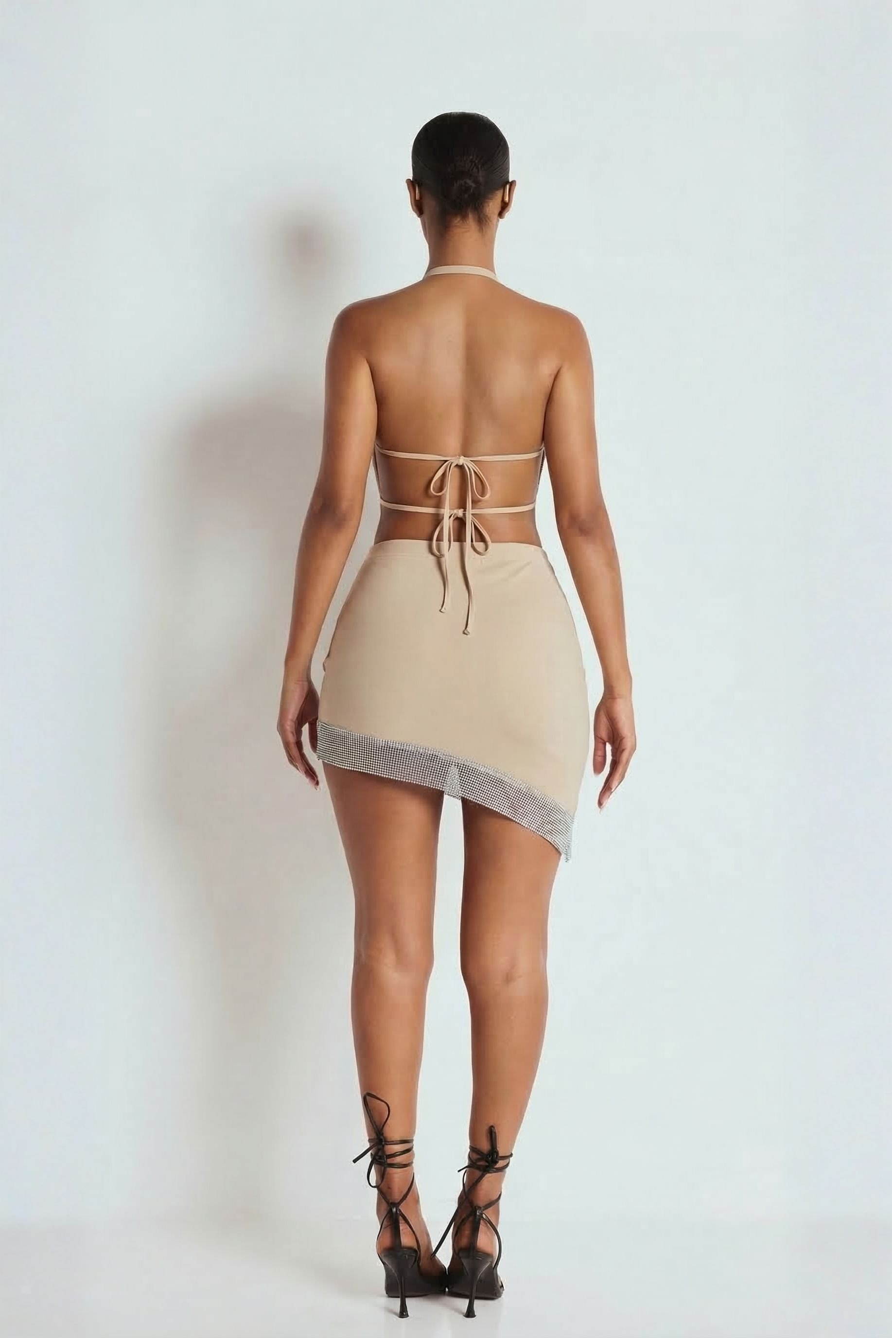 LEMONLUNAR LEMONLUNAR Women's The Addilyn Chainmail Bandage Set in Beige - 3