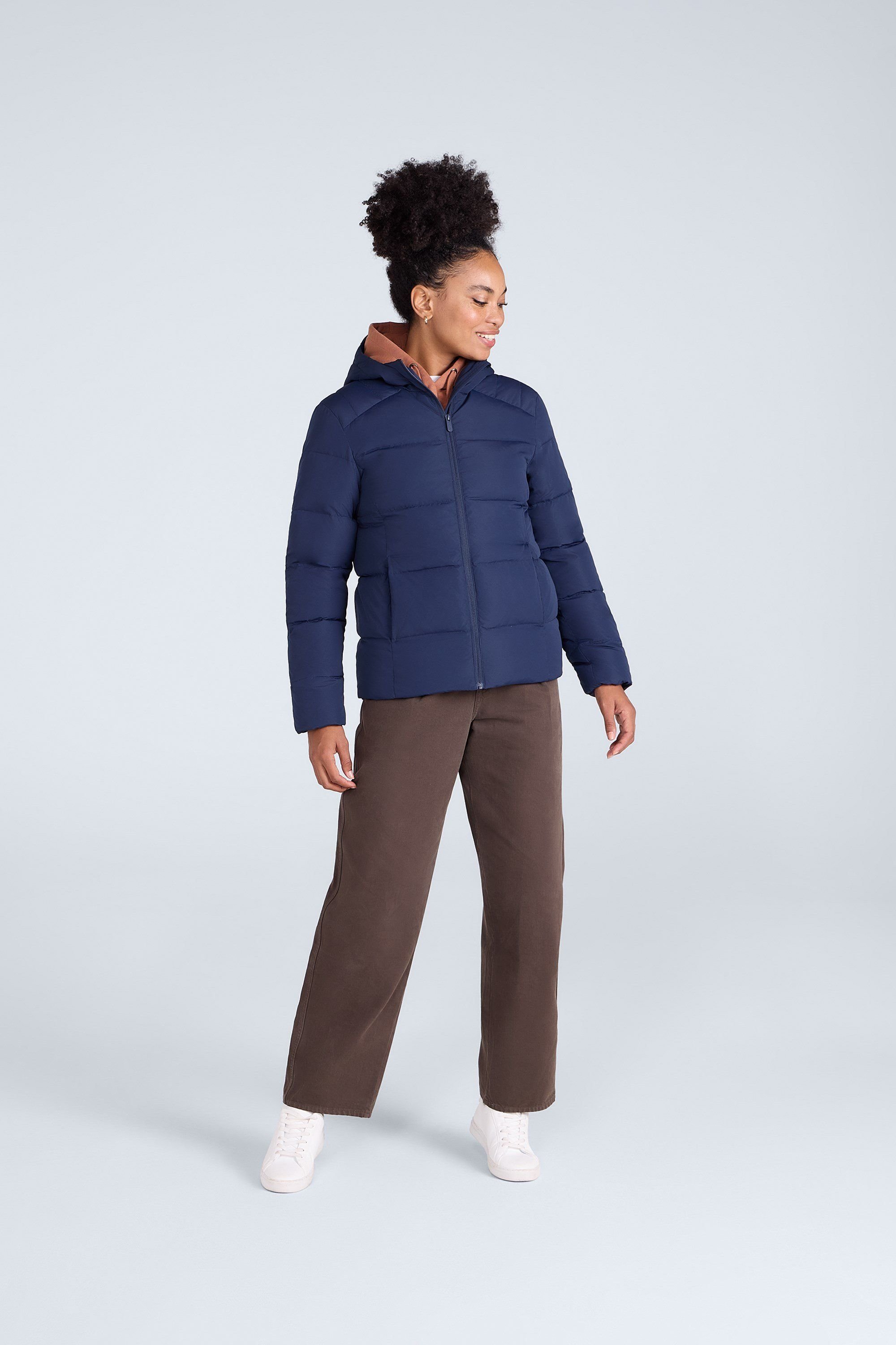 Animal Animal Women's 'Tech Down' Warm Padded Water Resistant Full Zip Hooded Winter Jacket in Navy - 2