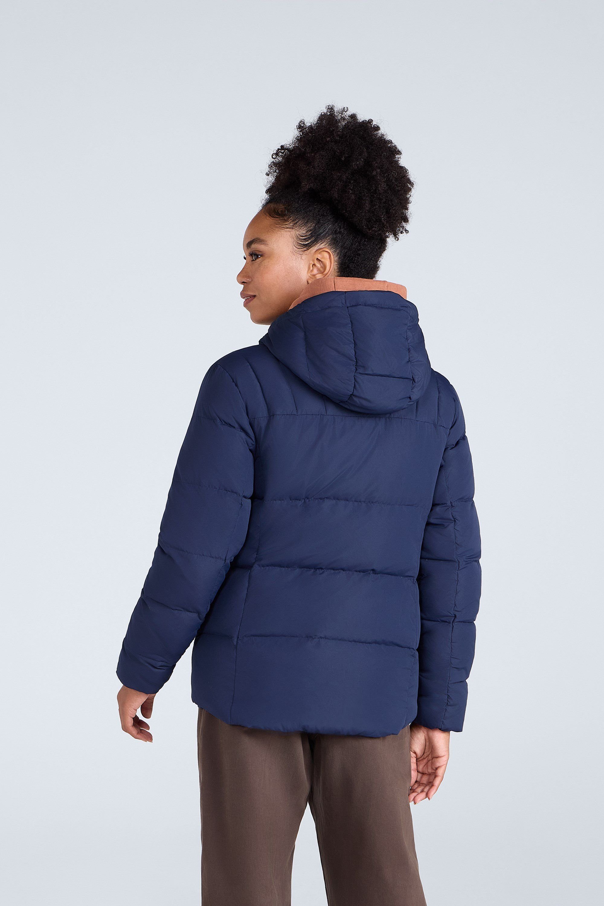 Animal Animal Women's 'Tech Down' Warm Padded Water Resistant Full Zip Hooded Winter Jacket in Navy - 4