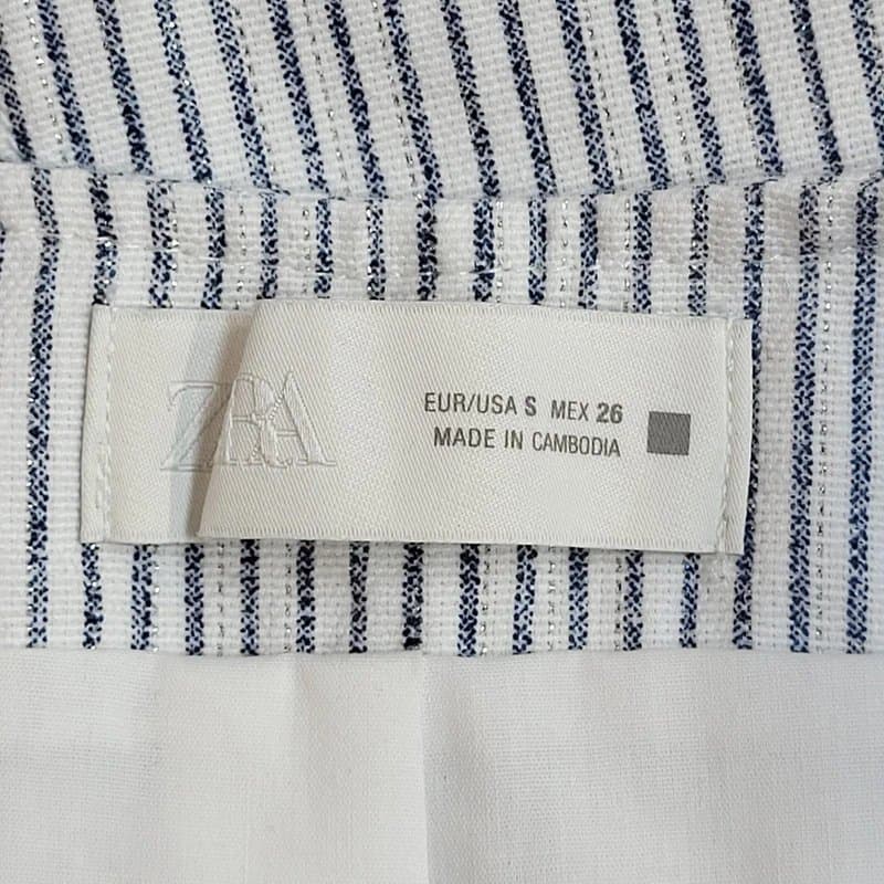 Zara Zara Waistcoat Blue White Sparkly Striped Formal Smart Casual Women's Size 8-10
