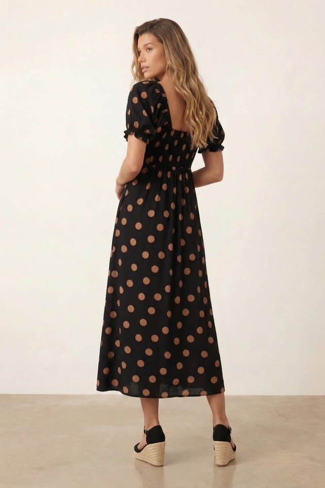 Style Cheat Style Cheat Women's Tie Front Spot Dress in Black - 3