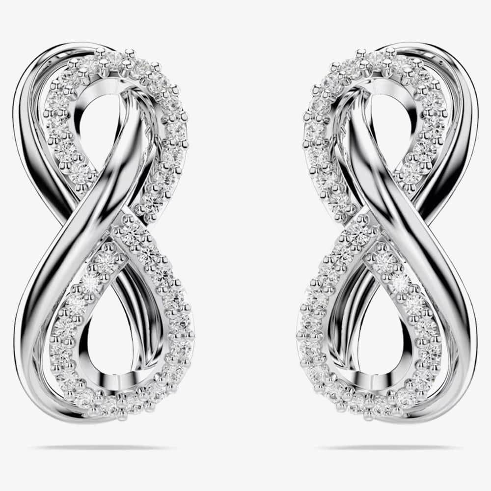 Swarovski Swarovski Women's Hyperbola Rhodium Plated White Infinity Earrings 5687269 in Silver