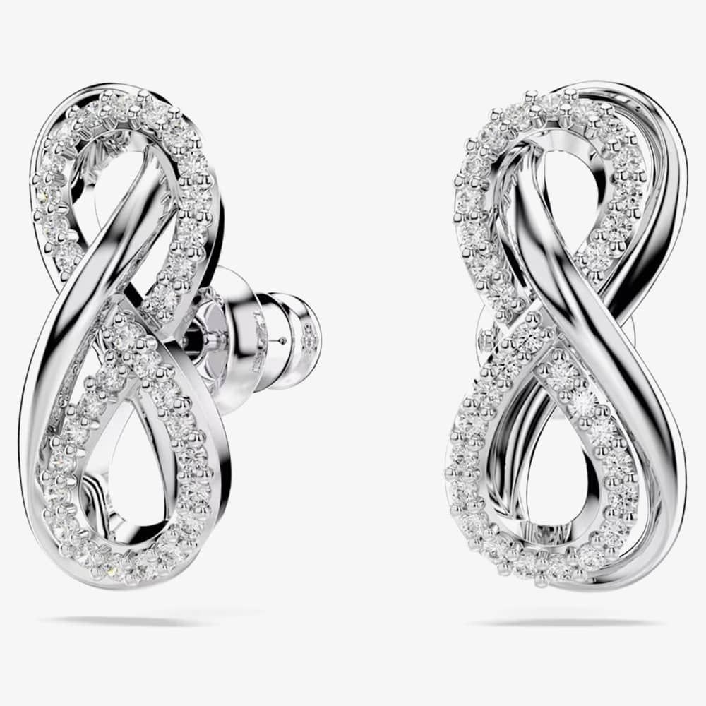 Swarovski Swarovski Women's Hyperbola Rhodium Plated White Infinity Earrings 5687269 in Silver - 2