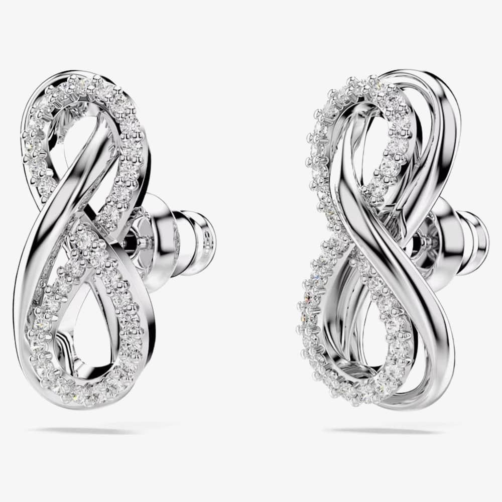 Swarovski Swarovski Women's Hyperbola Rhodium Plated White Infinity Earrings 5687269 in Silver - 3