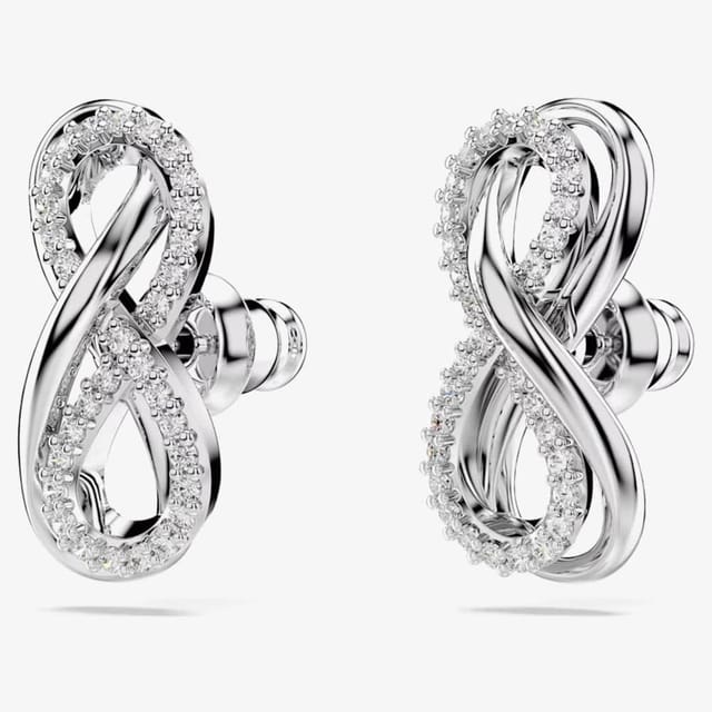 Swarovski Swarovski Women's Hyperbola Rhodium Plated White Infinity Earrings 5687269 in Silver - 3