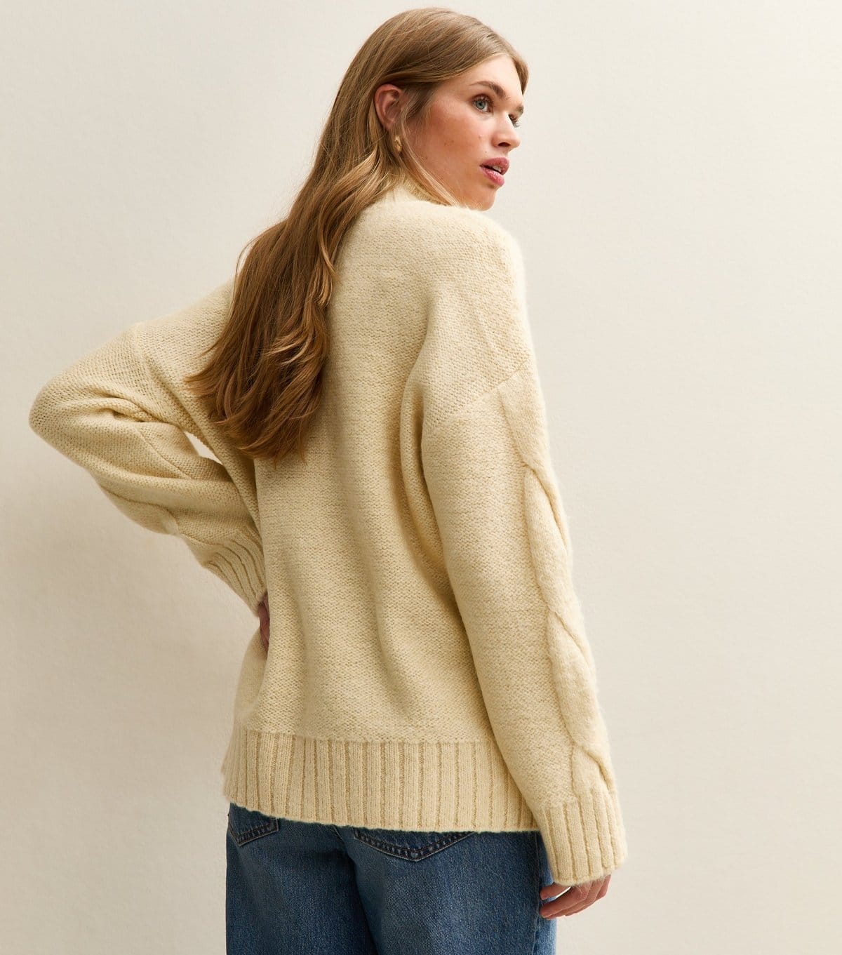 New Look Women's Light Yellow Cable Knit Stand Neck Jumper New Look - 4