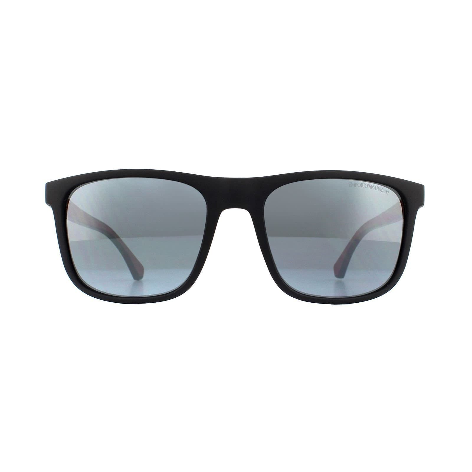 Emporio Armani Emporio Armani Men's Square Matte Black Light Grey Mirror Black 4129 Sunglasses