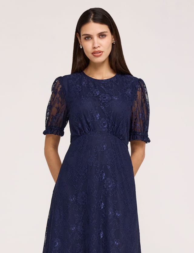 Finery London Finery London Women's Mela Lace Midi Dress in Dark Navy - 2