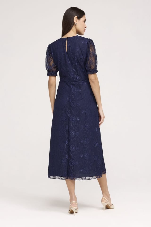 Finery London Finery London Women's Mela Lace Midi Dress in Dark Navy - 3