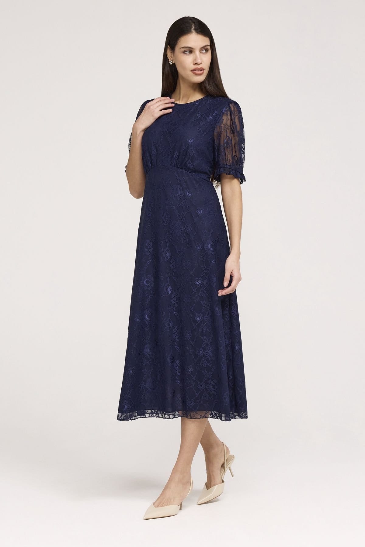 Finery London Finery London Women's Mela Lace Midi Dress in Dark Navy - 4