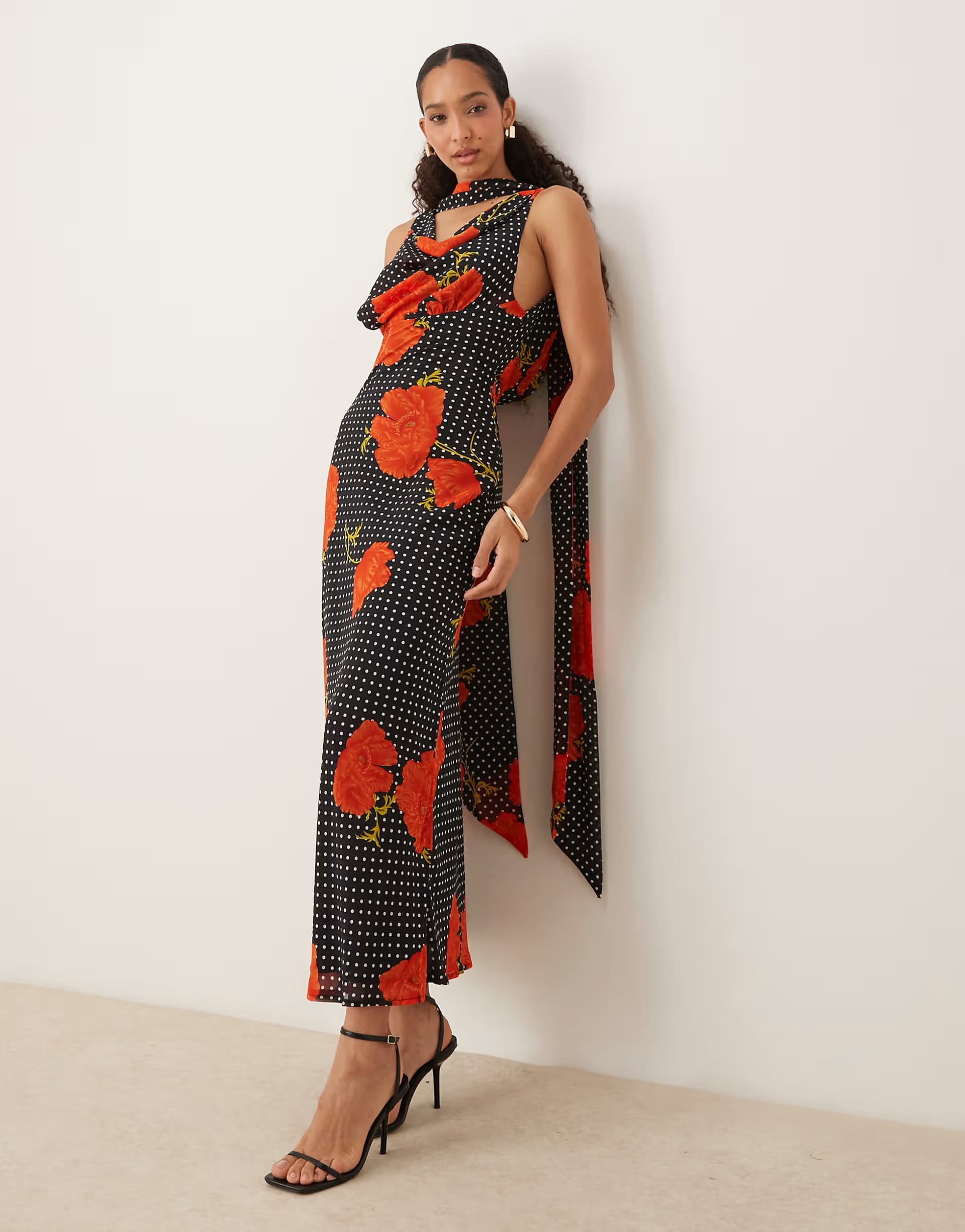 ASOS Poppy Print Wrap Midi Dress