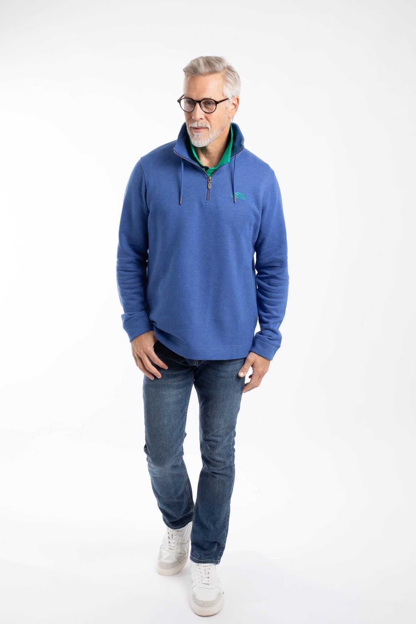 Weird Fish Weird Fish Men's Brampton 1/4 Zip Sweatshirt in Blue