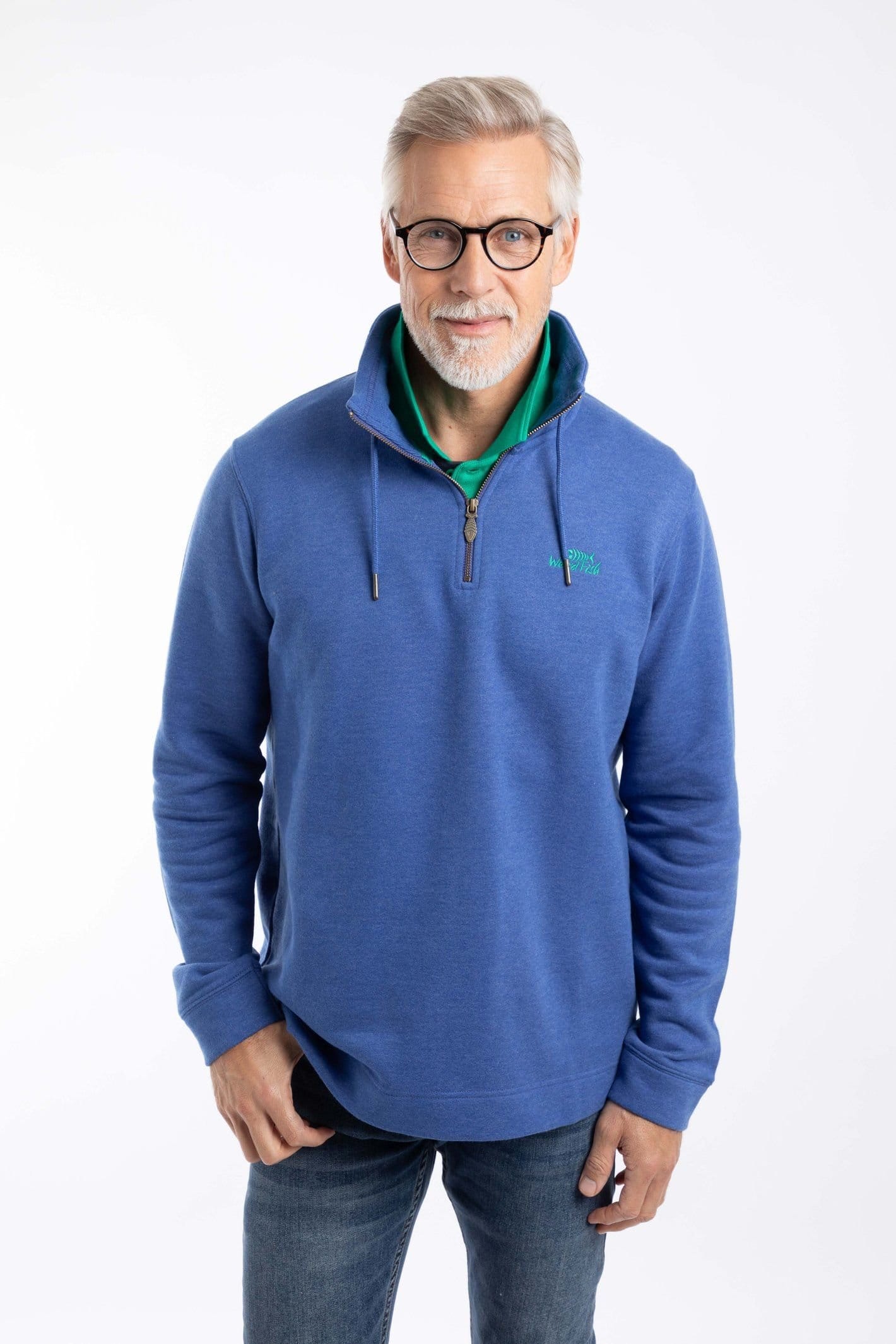 Weird Fish Weird Fish Men's Brampton 1/4 Zip Sweatshirt in Blue - 4