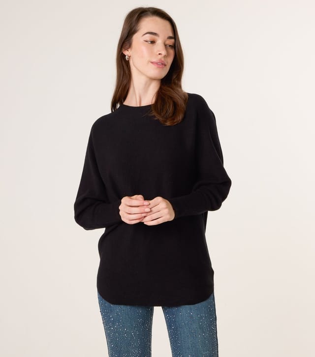 Blue Vanilla Women's Black Embellished Cut Out Back Batwing Jumper Blue Vanilla New Look - 2