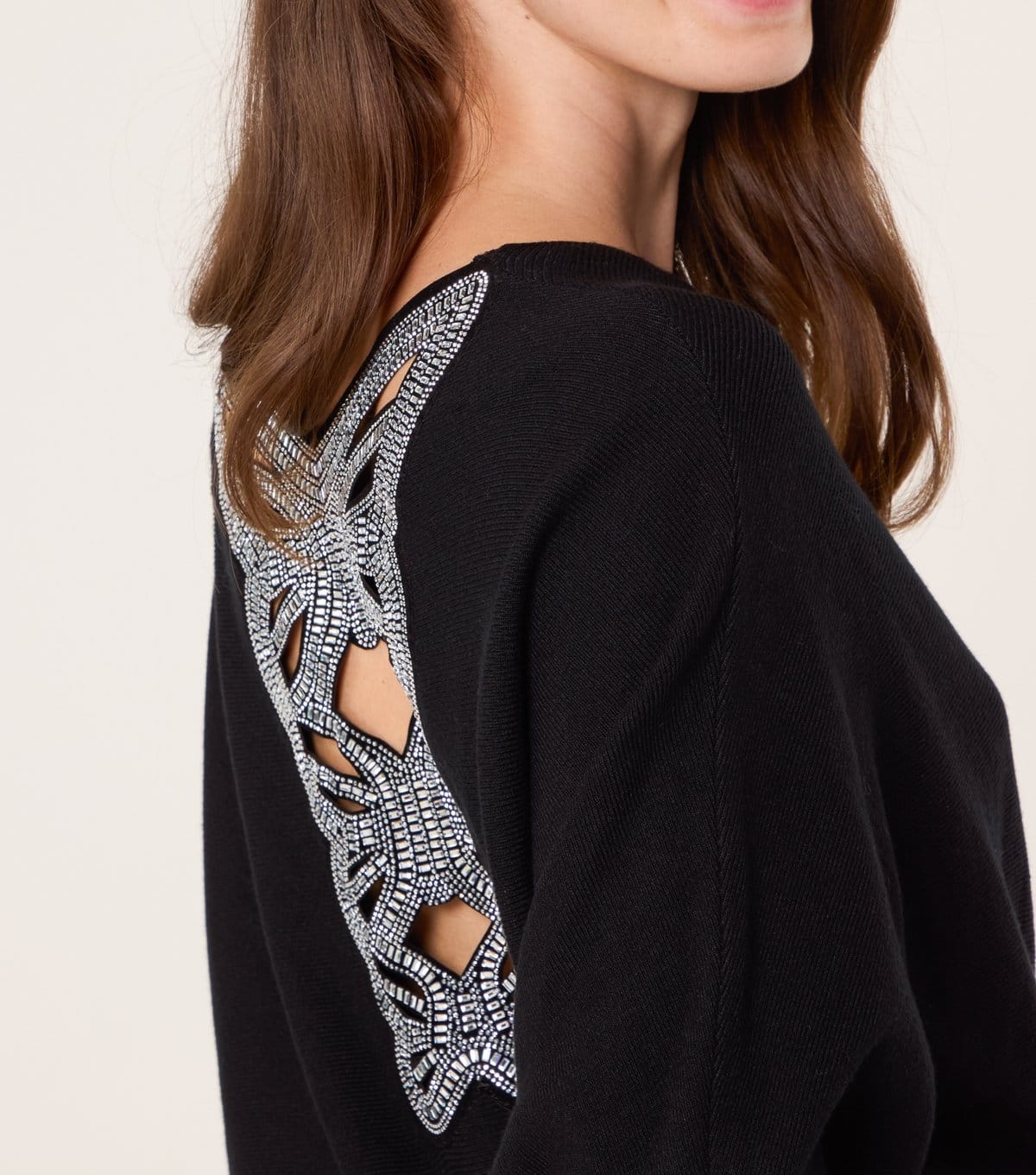 Blue Vanilla Women's Black Embellished Cut Out Back Batwing Jumper Blue Vanilla New Look - 4